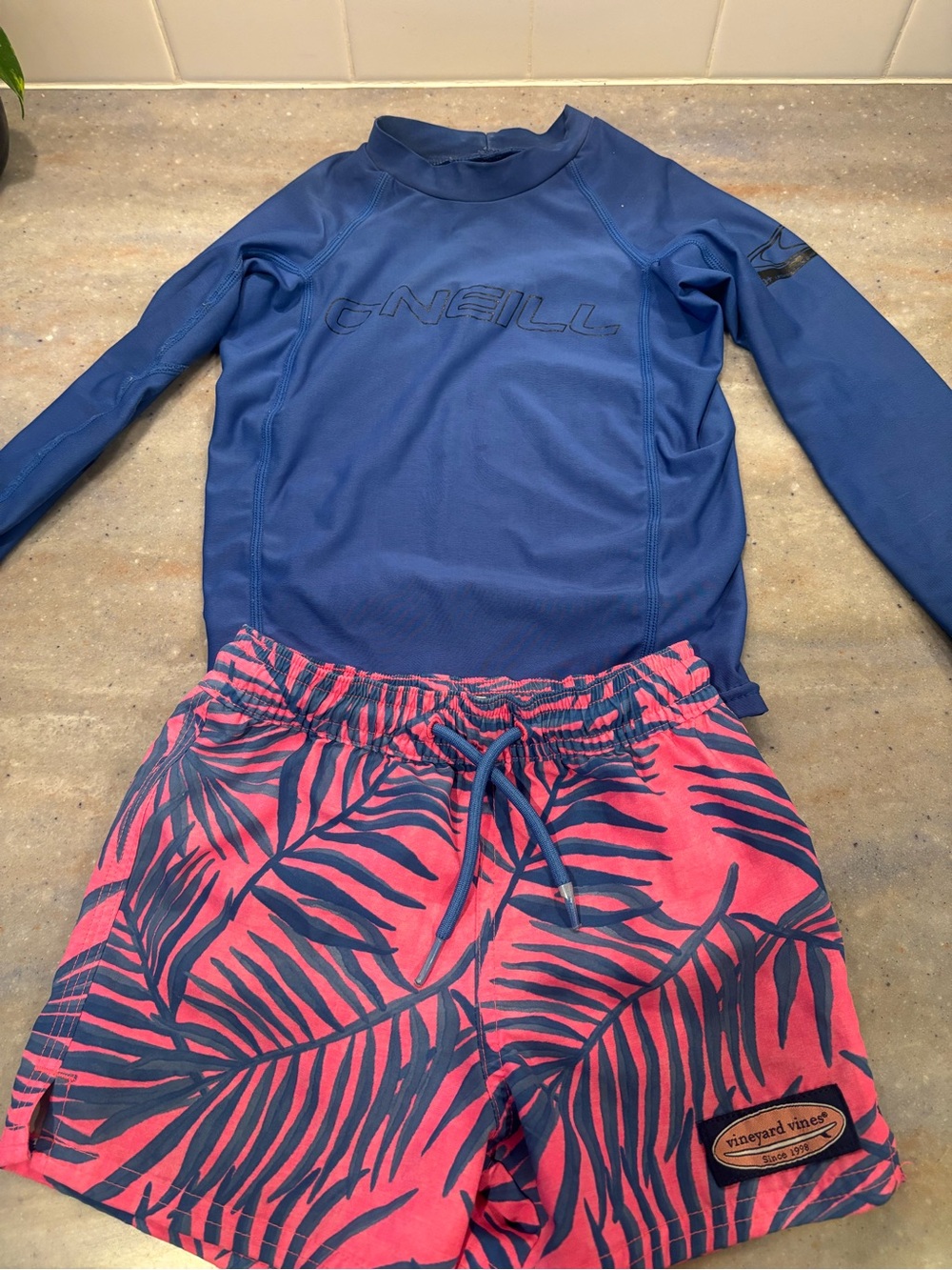 O'Neill top and Vineyard Vines swim shorts set